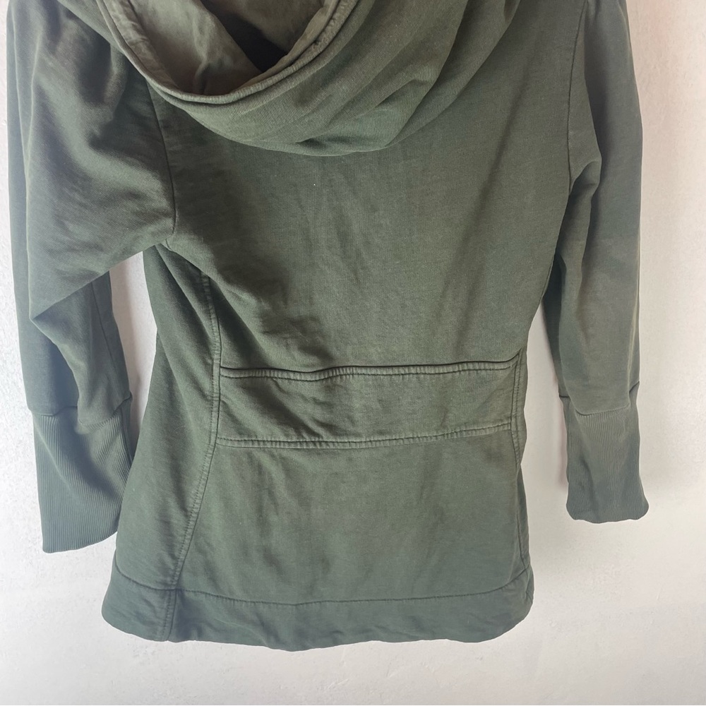 Olive Green Women's Zip Hoodie Sweatshirt - Picture 5 of 16